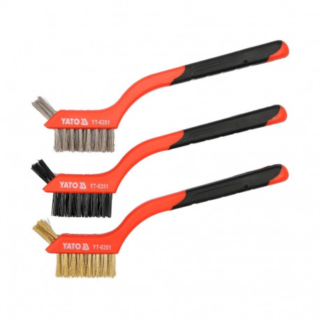 Wire Brush Set 3Pcs 3X7 Rows L=180Mm YT-6351 YATO
