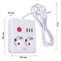 Power strip 2 sockets MCE387 W 3xUSB, 110-240V AC 50/60Hz, 2.1A max 2500W, 1.5m white