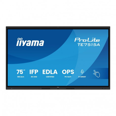 IIYAMA TE7515A-B1AG 75inch Stylish IFP iiWare21E 3840x2160 UHD IPS Android 14 16/128GB 2xHDMI DP 2xU