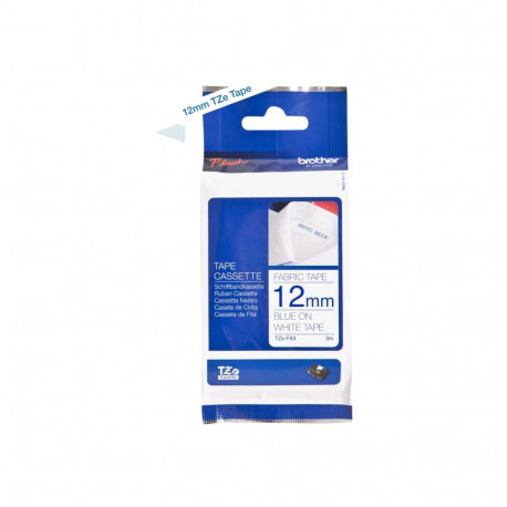 BROTHER TZEFA3 tekstiililint 12mm 3m valge sinine mitte lamineeritud