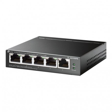 TP-LINK TL-SG105PE 5-Port Gigabit Easy Smart Switch with 4-Port PoE+ 65W PoE budget Desktop Steel Ca