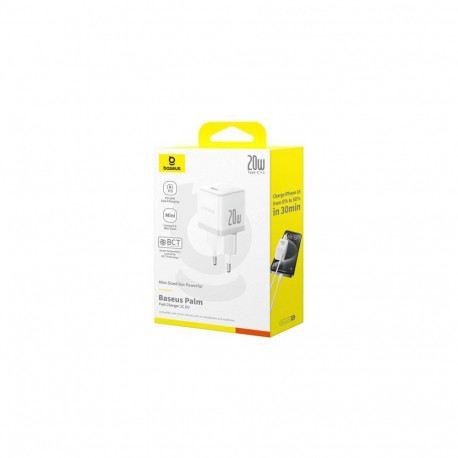 Baseus Travel Charger Palm Series Type-C, PD 3.0, QC 3.0, 20W, White EU (P10111602213-00)