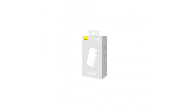 Baseus Power Bank Airpow, C+U, 20W, 10000 mAh, with Baseus Simple Series Type-C, 0.30m Cable, White 