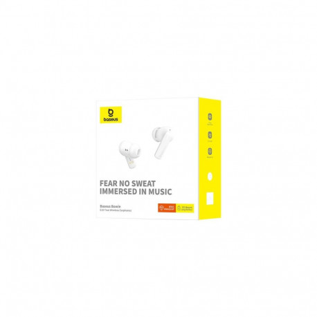 Baseus Earphone Bluetooth Bowie E19 TWS Earphones, BT 5.3, ENC, IPX5, White EU (A00069600223-00)