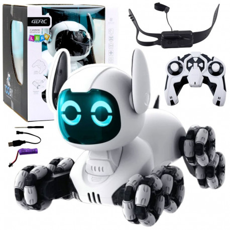 Robot Pies TOOBY Zdalnie Sterowany RC 360° Światła Dźwięki Biało-Czarny