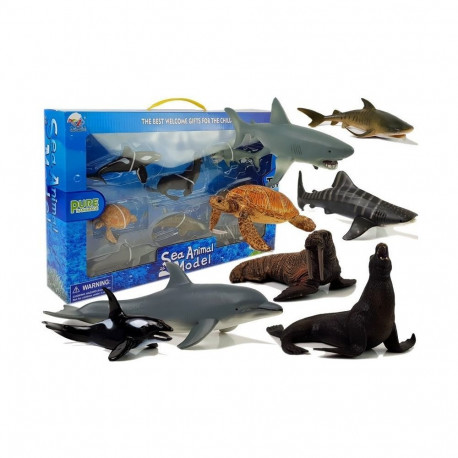 Figurki Edukacyjne Morskie Zwierzęta 8 Elementów Rekiny Foka Delfin Mors Żółw