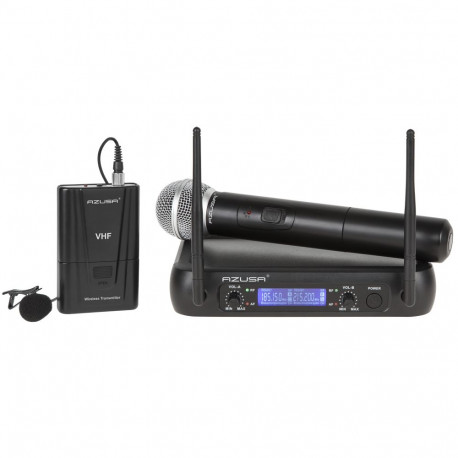VHF-mikrofon 2 kanalit WR-358LD (1 käsimikrofon + 1 klipsmikrofon)