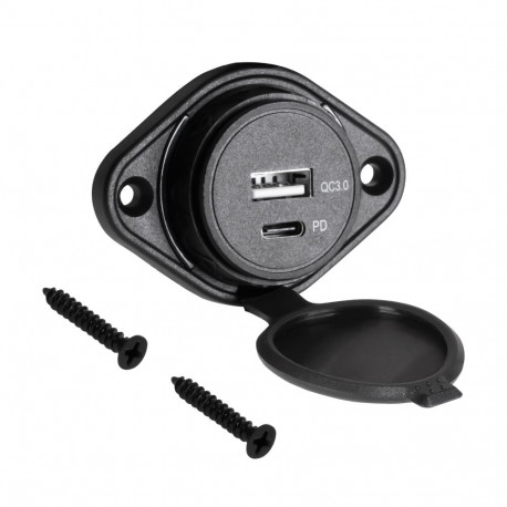Ładowarka samochodowa USB+USB typu C z funckją Quick Charge i Power Delivery