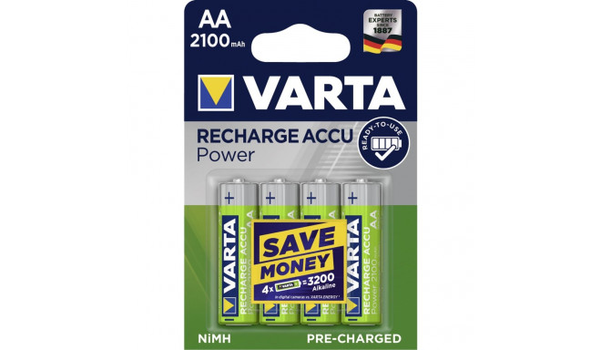 10x4 Varta Rechargeable Accu NiMh 2100 mAh Mignon