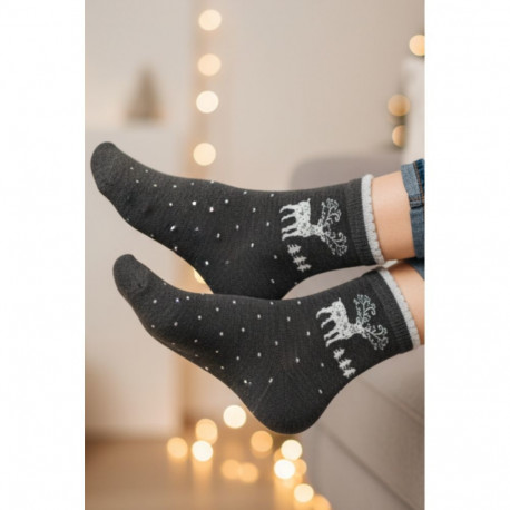 SOKISAHTEL LIISY tumehallid puuvillased põdraga jõulusokid 444