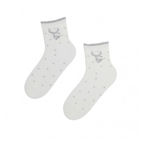SOKISAHTEL LIISY valged puuvillased talvise mustriga jõulusokid 444