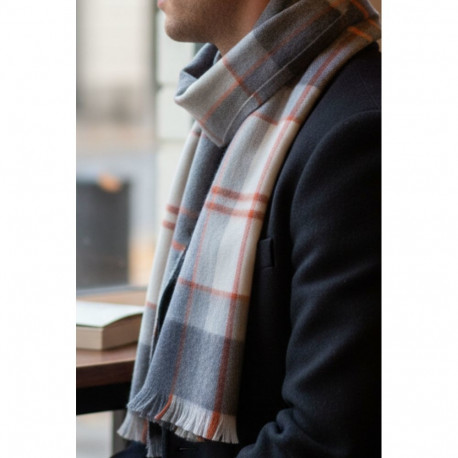 SOKISAHTEL Alpakavillane pronksja triibuga ruuduline sall 425