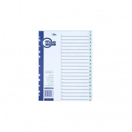 Registri vahelehed A4 1-20 hall plast FORPUS