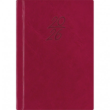 Book calendar Calendar notebook A6 DAY, synthetic leather (DARK RED) 00029/40082