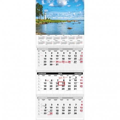 Seinakalender TRIO EXTRA, avatud mõõt 297x640mm (PILT nr. 1) 00319/40505