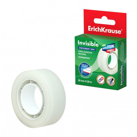 Stationery tape ErichKrause Invisible, transparent with matte surface, 18mmx20m (box 1 pcs)
