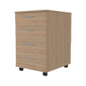 Chest of drawers on wheels OPTIMA 415x500x638mm 4-drawer oak