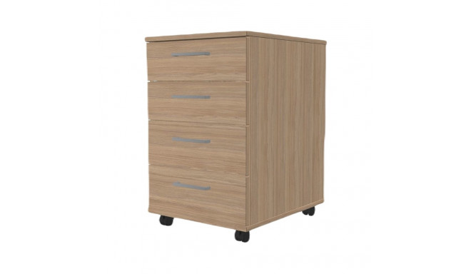Chest of drawers on wheels OPTIMA 415x500x638mm 4-drawer oak