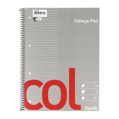 Folder in spiral binding A4+ lined BANTEX College Pad cardboard covers 70 sheets