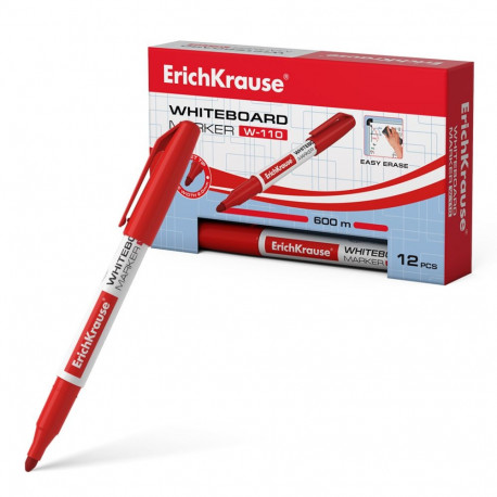White board marker ErichKrause® W-110, color: red (box 12 pcs.)