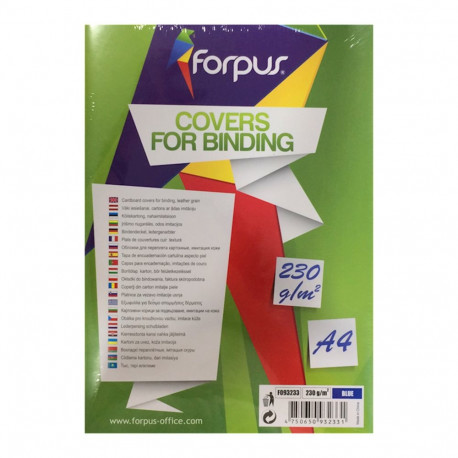 Binding cardboard FORPUS A4 230g blue 100 sheets