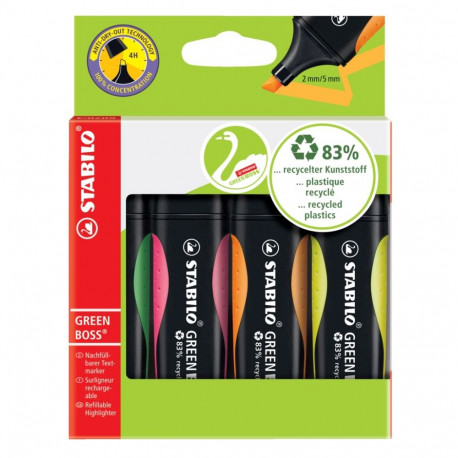 Highlighter, 2-5 mm, STABILO "Green Boss", assorted colours