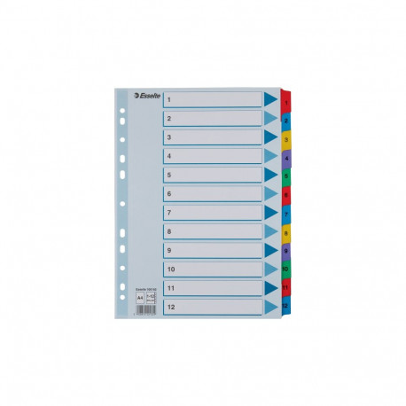 Indices Esselte Mylar A4 1-12 Multicolo.