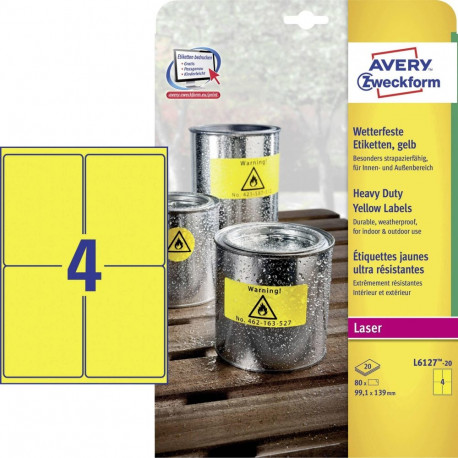 Label 99,1 x 139mm weatherproof yellow