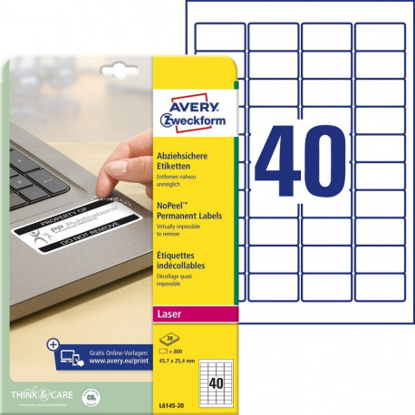 No Peel Labels 45,7x25,4mm