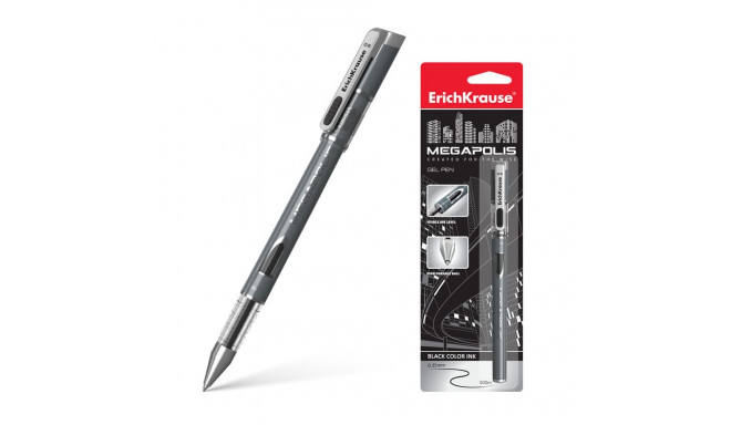 Geelpliiats korgiga ERICH KRAUSE Megapolis 0,5mm must