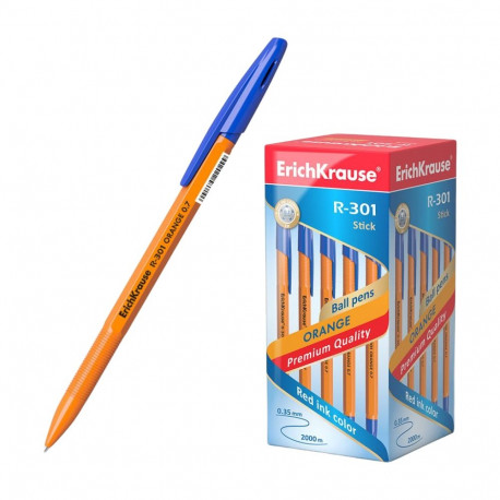 Ballpoint pen ErichKrause® R-301 Orange Stick 0.7, ink color: blue (box 50 pcs.)