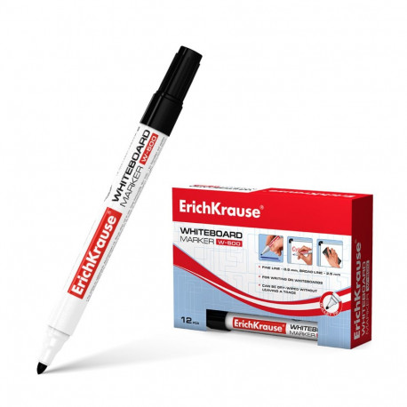 White board marker ErichKrause® W-500, color: black (box 12 pcs.)