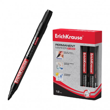 Permanent marker ErichKrause® P-200, color: black (box 12 pcs.)