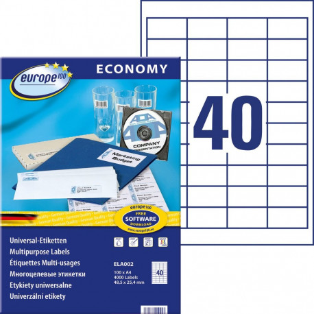 Sticker label AVERY Economy 48.5x25.4mm 40 sheets 100 sheets
