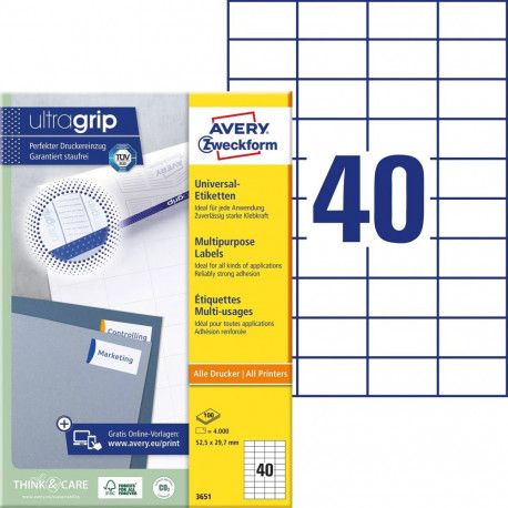 Labels 52,5x29,7mm InkjetLaserCopy white