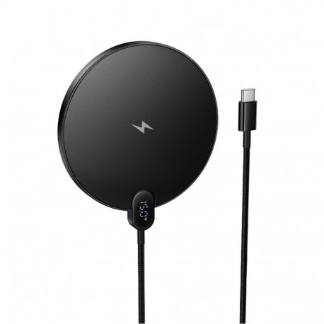 Hoco Wireless charger Hoco 15W with cable USB C and digital display CW62 black