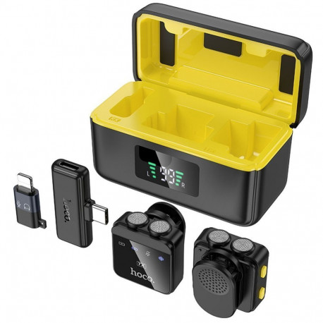 Hoco Wireless lavalier microphone Lightning / USB C Hoco 2 pcs L17 black