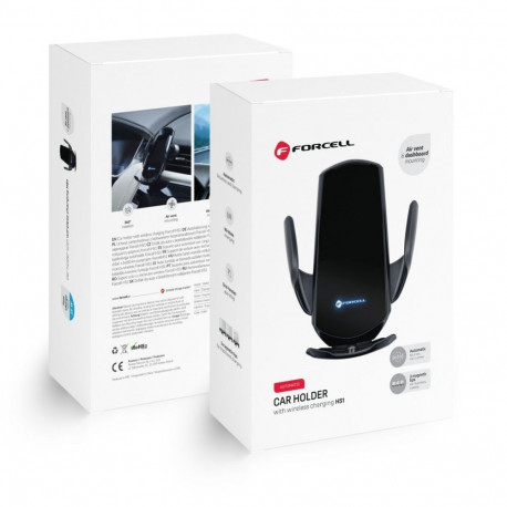 Forcell Wireless car phone holder automatic Forcell F-Grip HS1 Qi 15W windshield / air vent black