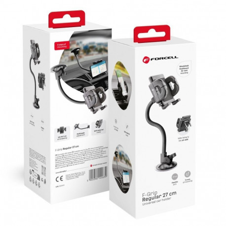 Forcell Car phone holder Forcell F-Grip Regular 27 cm windshield / dashboard / air vent black