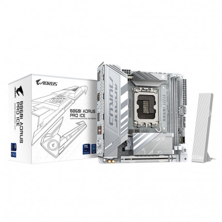 Gigabyte B860I AORUS PRO ICE emaplaat Intel protsessoriperele LGA1851 pesaga DDR5 SATA, M.2 liideste