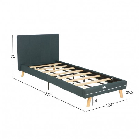 Bed JUNO 90x200cm, with mattress KUKKA DUO 11 ZONE, grey