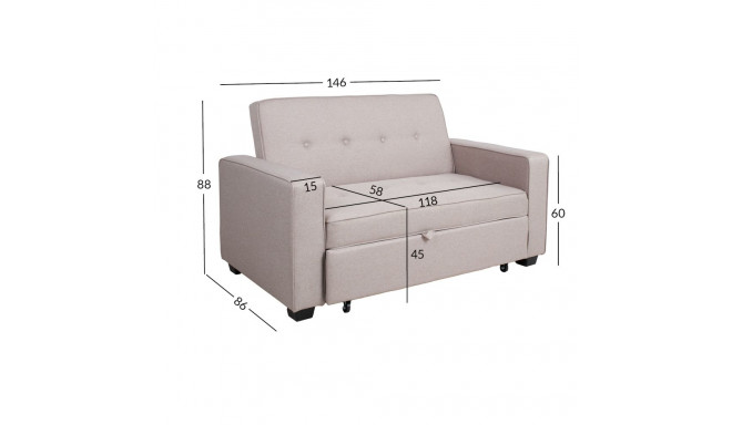 Diivanvoodi FEYA 146x86xH88cm, beež