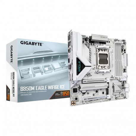 GIGABYTE B850M EAGLE WIFI6E ICE Motherboard - AMD Ryzen 9000 Series CPUs, 8+2+2 Phases Digital VRM, 