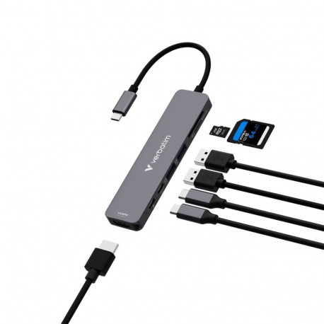 Verbatim USB-C Essentials mitme pordiga jaotur 7 porti: HDMI, USB-C, USB-C 3.2 Gen 1, 2 x USB-A 3.2 