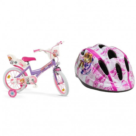16" Paw Patrol Purple 1680 Girl children's bicycle + Paw Patrol pink children's helmet TOIMSA 10896