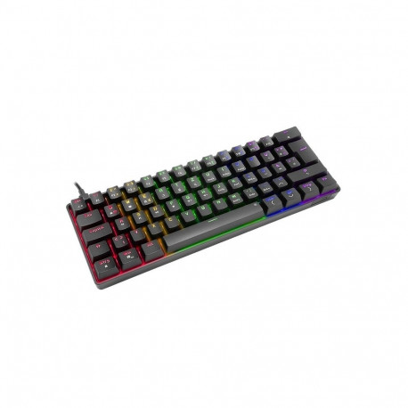 ATMOS RGB Rainbow Mechanical 60% Gaming Keyboard with brown switches, black - DE layout