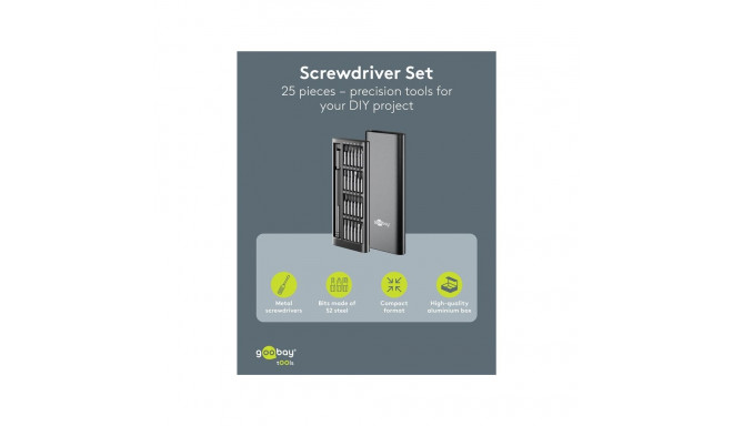 Goobay Tools Screwdriver Set with 24-Piece Precision Bit Set