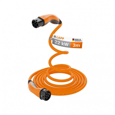 LAPP MOBILITY Type 2 Self-Retracting Charging Cable, up to 22 kW, 3 m, orange 3 m