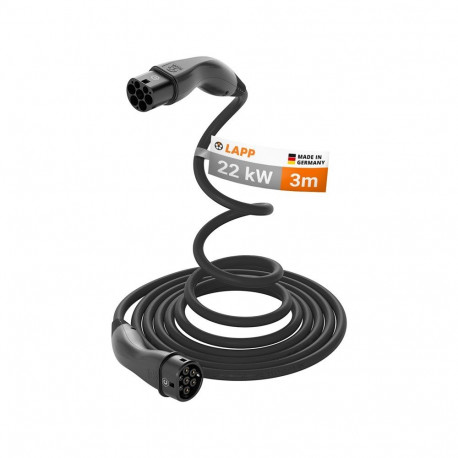 LAPP MOBILITY Type 2 Self-Retracting Charging Cable, up to 22 kW, 3 m, black 3 m