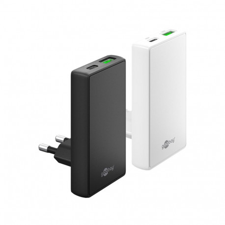 Goobay 45 W USB-C PD GaN Dual Fast Charger 90° Flat white white